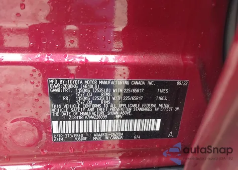 2022 Toyota Rav4 Le из США, поврежденный, VIN 2T3H1RFV7NW228099